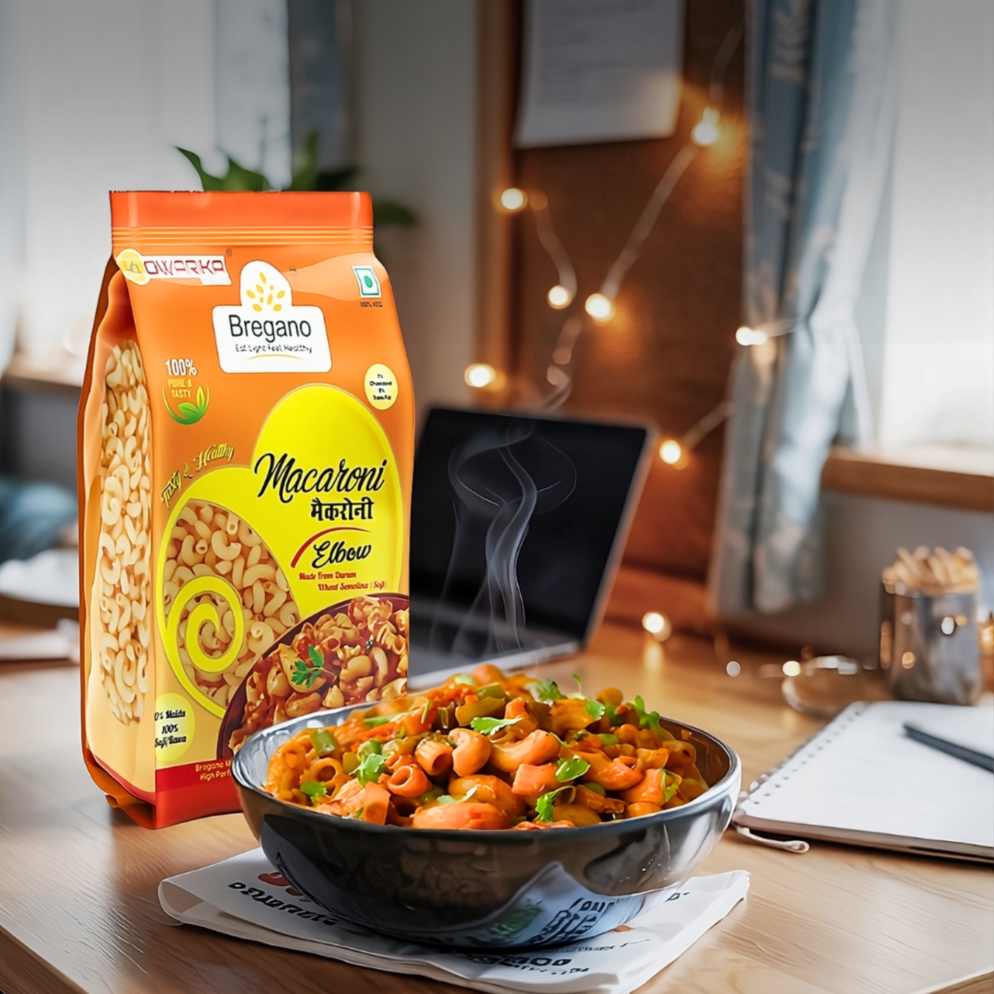 Bregano Macaroni Elbow Pasta | 100% Semolina | No Maida | 800g Pack