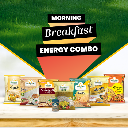 Breakfast Combo Pack – Poha, Vermicelli, Sooji, Besan, Dalia, Macaroni & Hing | Family Breakfast Grocery Kit