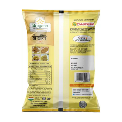 Bregano Premium Besan | 100% Chana Dal Flour | 500g Pack