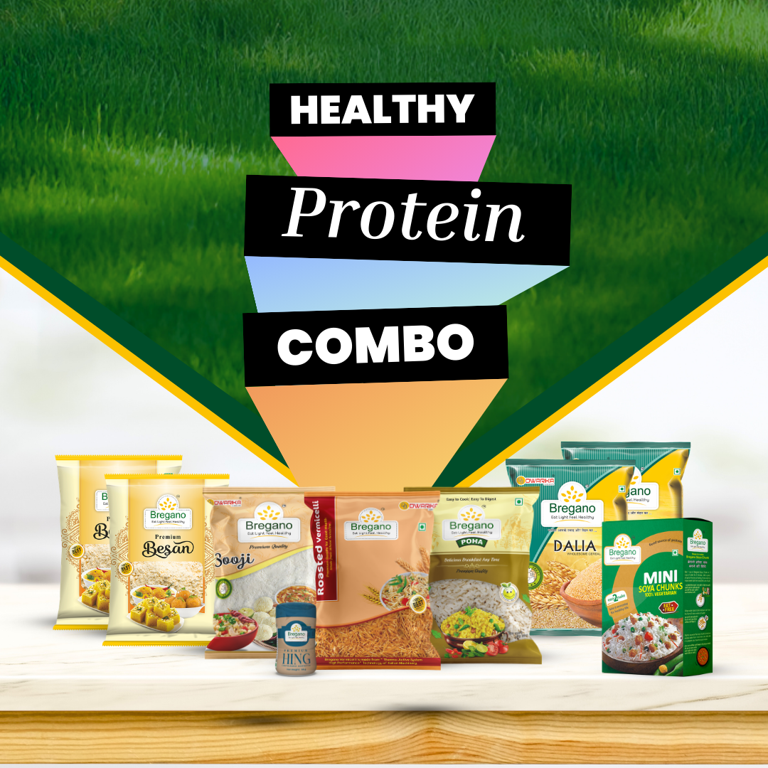Healthy Protein Combo Pack – Soya Chunks, Besan, Dalia, Poha & Sooji | High Protein Grocery Combo