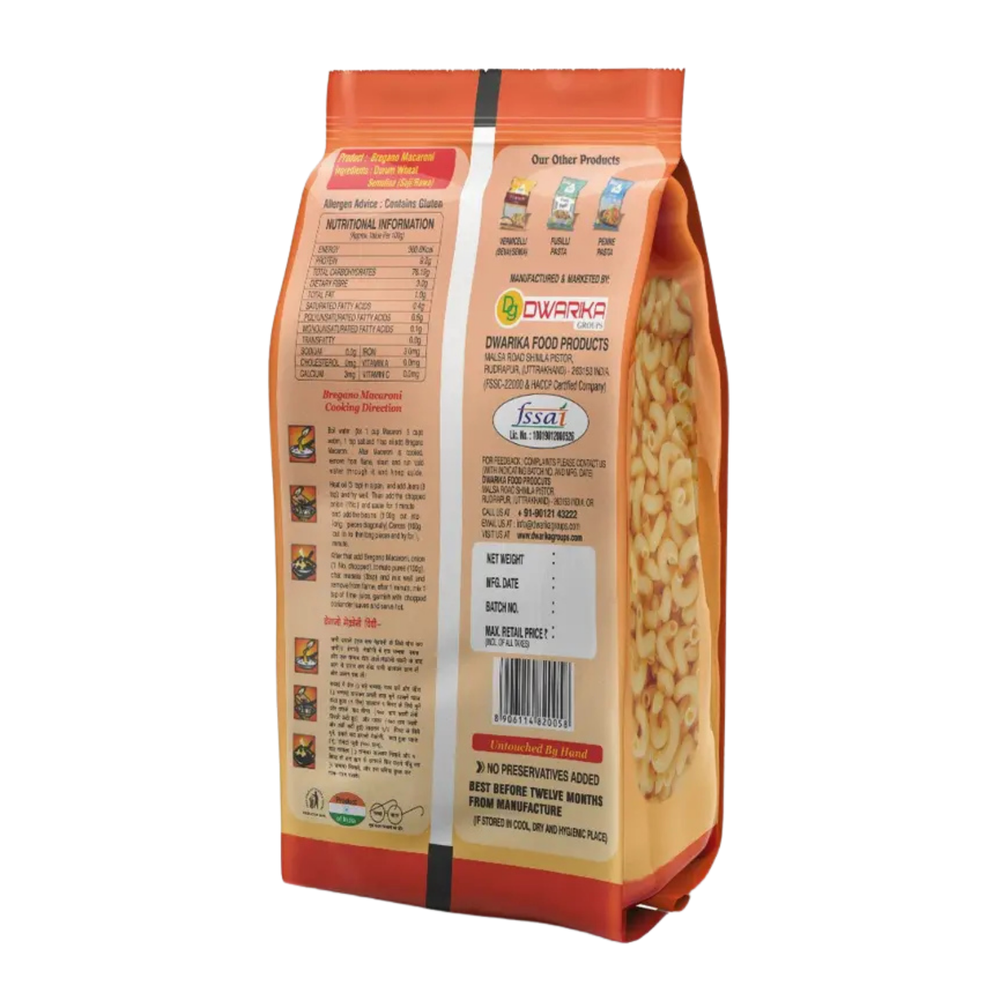 Bregano Macaroni Elbow Pasta | 100% Semolina | No Maida | 800g Pack