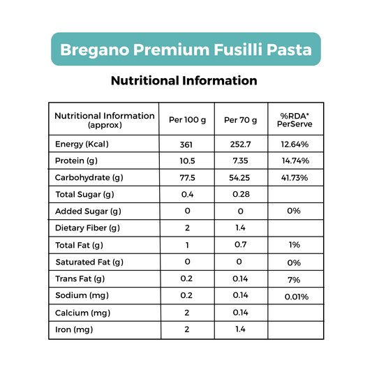 Bregano Premium Fusilli Pasta | 100% Durum Wheat Semolina | 500g Pack