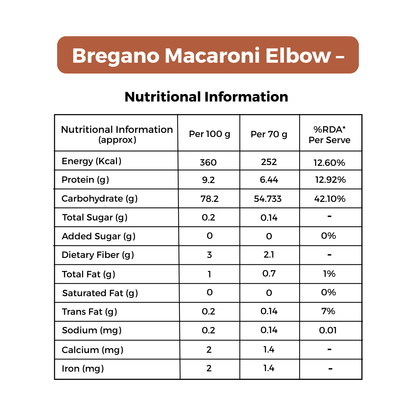 Bregano Macaroni Elbow Pasta | 100% Semolina | No Maida | 800g Pack