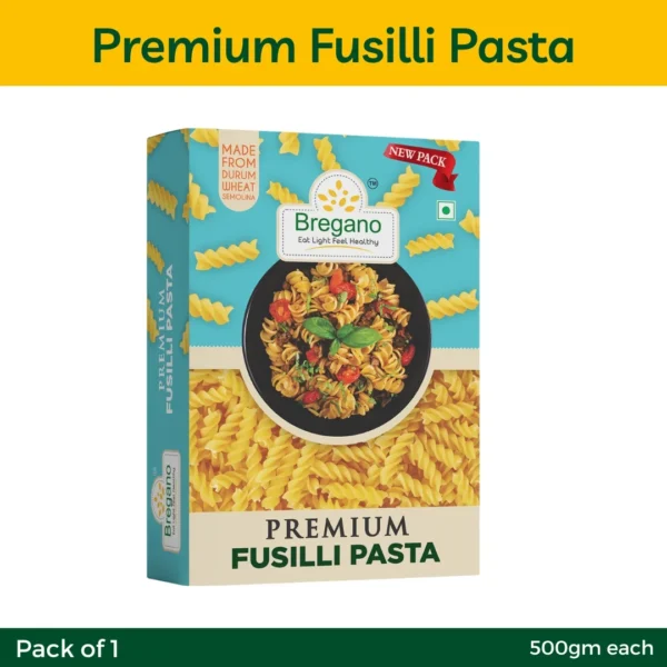 Bregano Premium Fusilli Pasta – 500g | Pack of 1