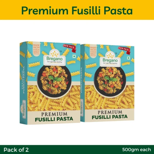 Bregano Premium Fusilli Pasta – 500g | Pack of 2