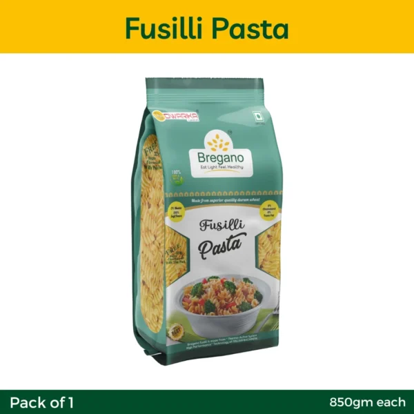 Bregano Fusilli Pasta – 850g | Pack of 1