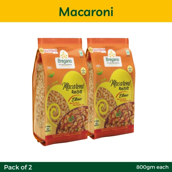 Bregano Macaroni (Elbow Pasta) – 800g | Pack of 2